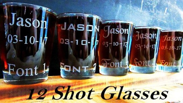 12 Groomsmen Personalized Whiskey Flask Shot Glass Bridesmaid