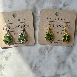 Shamrock Four leaf clover resin Earrings image 2