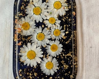 Dark blue floral daisy Trinket Tray | Modern Bathroom | Fall decor |