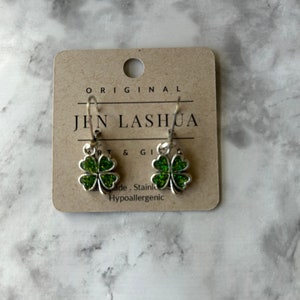 Shamrock Four leaf clover resin Earrings image 7