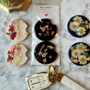 Resin handmade car coaster floral bougie