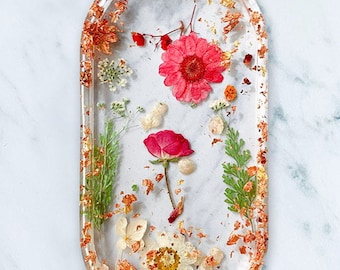 Reds & pink floral  Trinket Tray | Modern Bathroom | Fall decor |