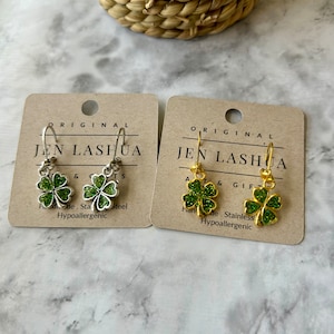 Shamrock Four leaf clover resin Earrings image 1