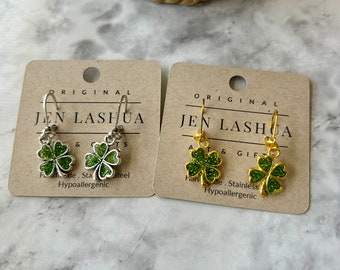 Shamrock Four leaf clover resin Earrings