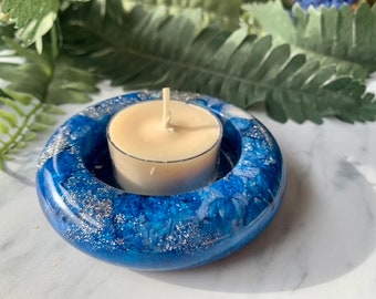 Resin -Celestial Blue Tea light candle holder