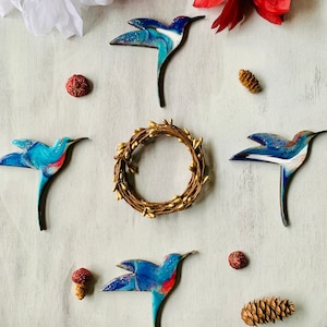 Holiday Ornament - Hummingbird wooden Christmas ornaments  traditional holiday ornament  bird ornament