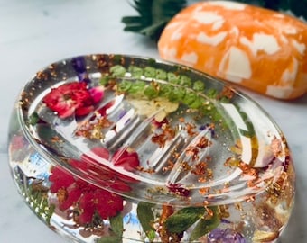 Floral Resin Soap Dish: Modern Bathroom Decor