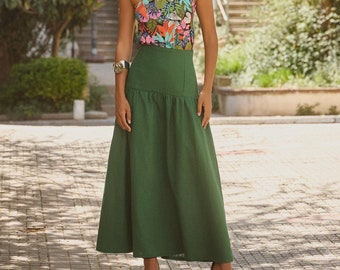 Drop Waist Yoke Skirt Sewing Pattern: Women's Sizes 10-18 (PDF)