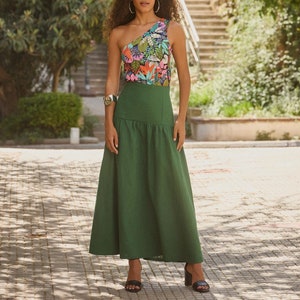 Herlipto Embroidered Velour Tiered Skirt