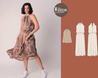 Women's Dress Sewing Pattern PDF (Sizes 10-18)