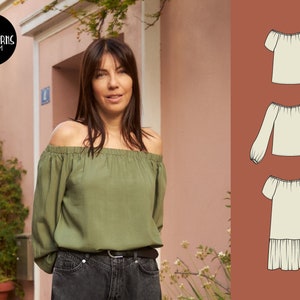 Off shoulder top pattern, Sizes 20-28, top sewing pattern, off the shoulder top pattern, sewing patterns for women, modern patterns to sew