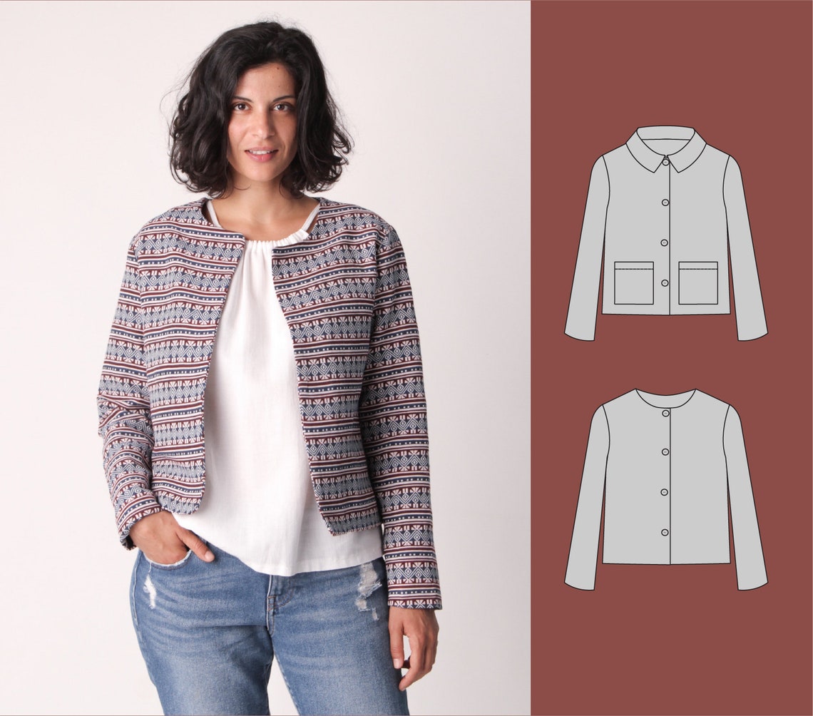 Boxy fit jacket pattern pdf sewing patterns for women Sizes Etsy