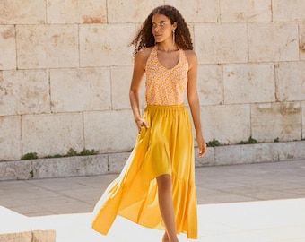 High-Low Skirt Sewing Pattern: Asymmetrical Hem, Sizes 20-28 (PDF)