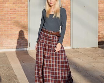 Drop Waist Skirt Sewing Pattern: Gathered Long Skirt (Sizes 20-28) (PDF)