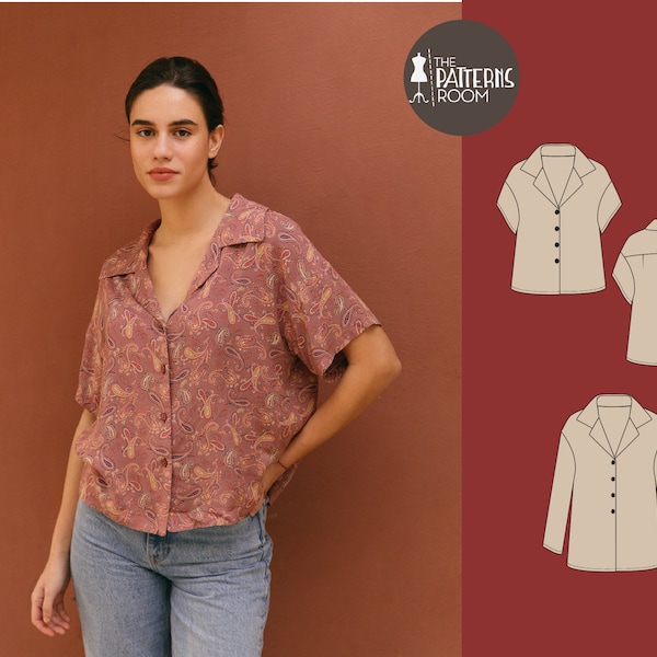 Shirt pattern, sizes 20-28, sewing patterns for women, patron couture, schnittmuster, button down shirt pattern, womens shirt pattern