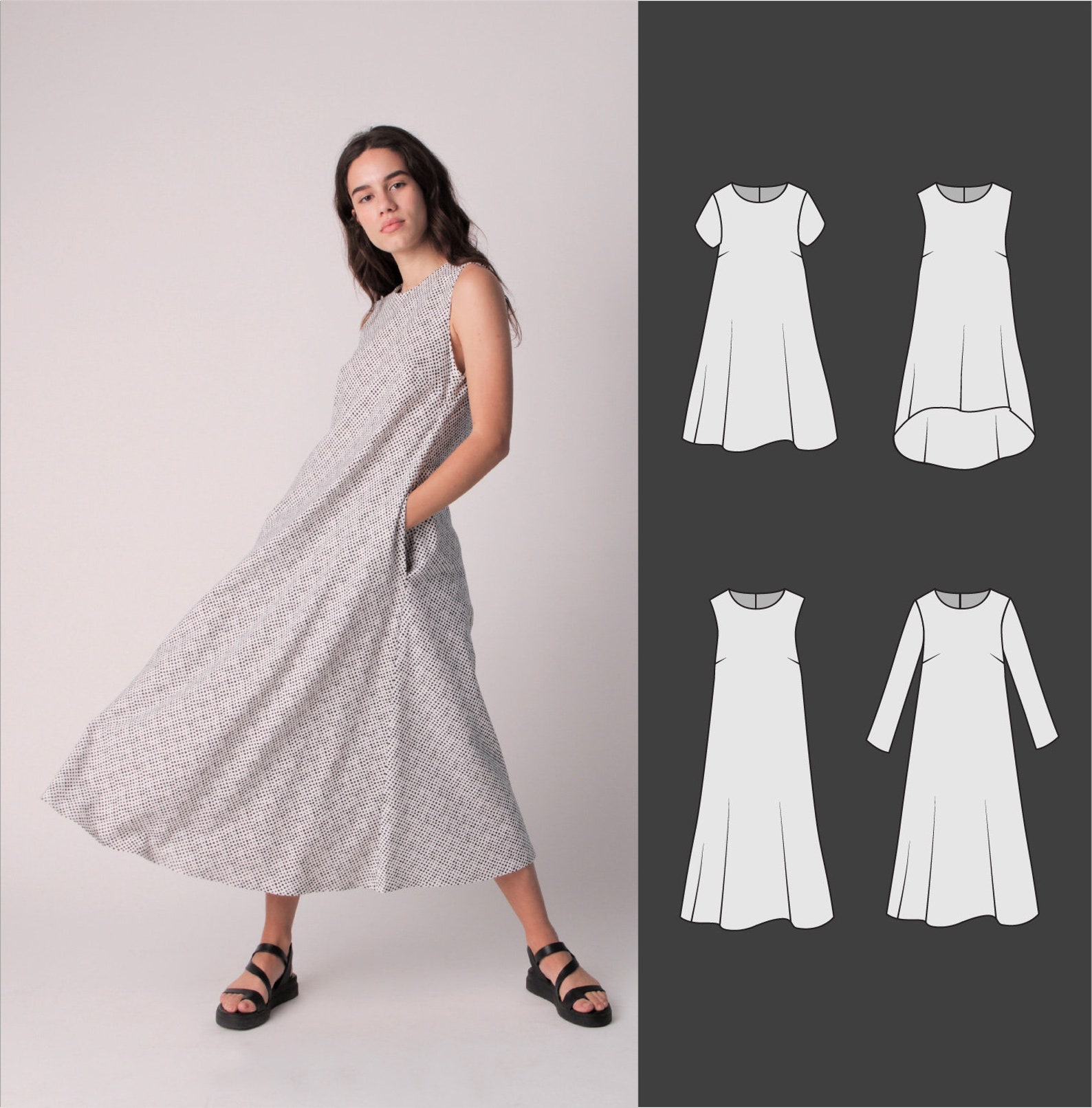 Dress Pattern Pdf Sizes 20 28 Sewing Patterns for Women Etsy