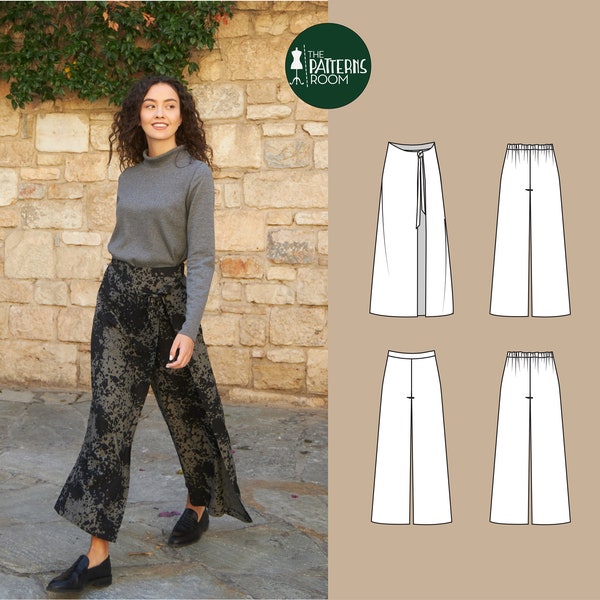 Wide leg pants pattern, sizes 10-18, pdf, sewing patterns for women, pants sewing pattern, palazzo pants pattern, patron couture