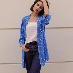 PDF Sewing patterns for women. TANIA is a contemporary yet timeless Kimono robe pattern in sizes 10-18. It has an oversized loose fit with dropped shoulders & square sleeves. Perfect choice for fun prints, great on solid colors.