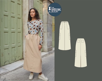 Skirt pattern, Sizes 20-28, PDF Sewing patterns for women, Long skirt pattern, Cargo skirt pattern, Maxi skirt pattern, Womens skirt pattern