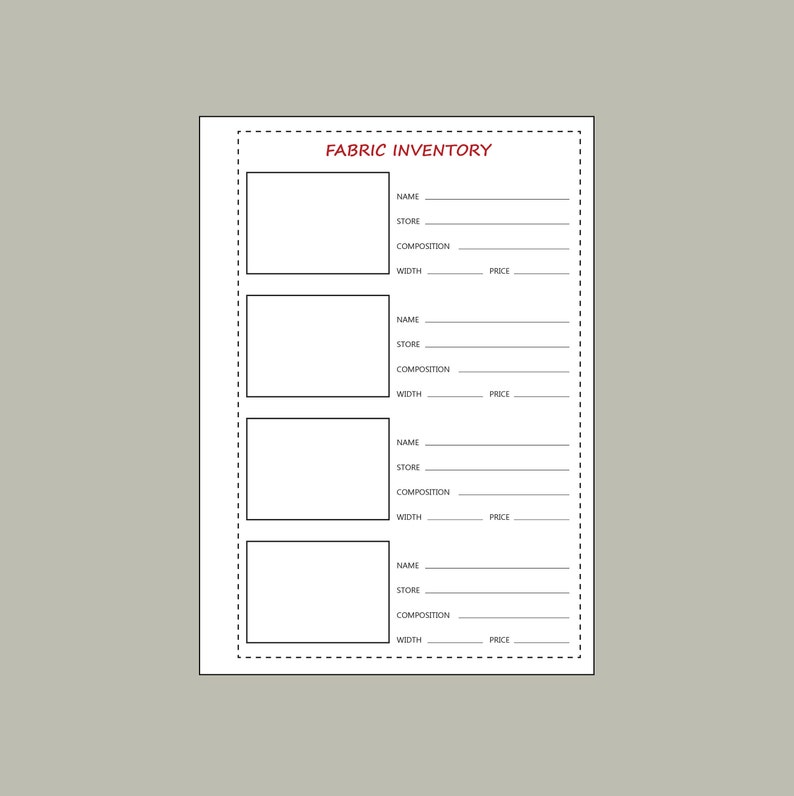 Sewing Project Planner: Body Measurements & Fabric Inventory (PDF ...