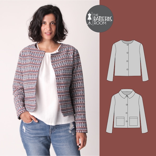 Jacket pattern, PDF, Sizes 10-18, sewing pattern for woman, patron couture, woman jacket pattern, sewing pattern for jacket