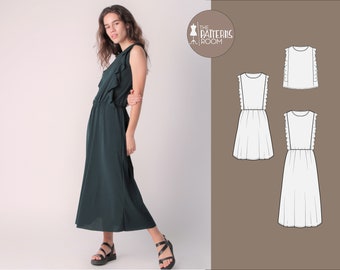 Midi dress pattern, Sizes 20-28 , Pdf, sewing pattern for women, Easy dress pattern, Modern sewing patterns, Best sewing patterns