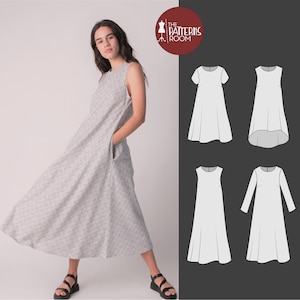 Dress pattern, PDF, sizes 20-28, Sewing patterns for women dress, maxi dress pattern, womens dress sewing pattern, patron robe femme