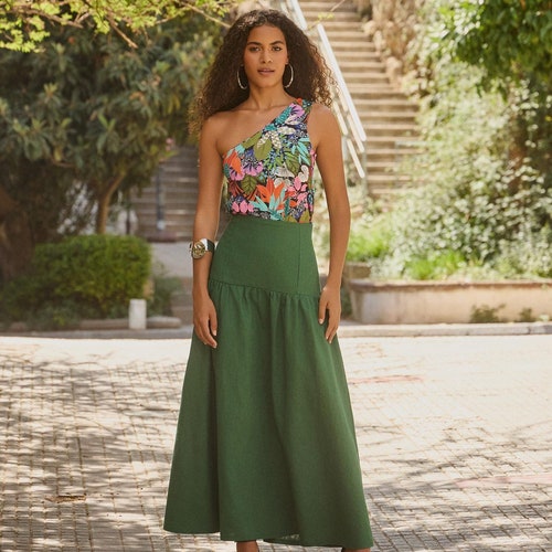 Linen Skirt Pattern Gathered Skirt Sewing Long Skirt Pattern