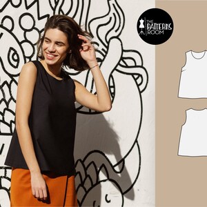 Top pattern, sewing patterns for women, Pdf, sizes 10-18, Blouse pattern - ASTER is a classy, A-line top for woven fabrics
