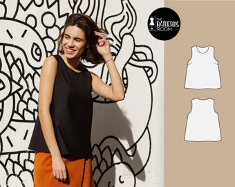 Top pattern, sewing patterns for women, Pdf, sizes 10-18, Blouse pattern - ASTER is a classy, A-line top for woven fabrics