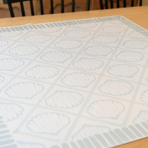 Coastal Shell Mahjong Mat, Neoprene Table Cover, Hand-Illustrated Beach Game Night Decor image 6