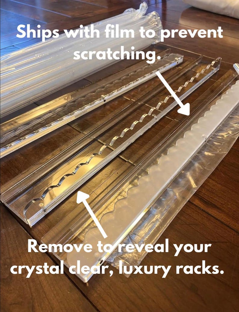 Scallop Acrylic Mahjong Rack with Magnetic pusher, Clear (4 per set!) image 3