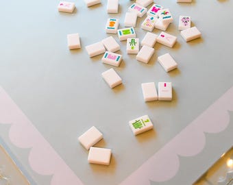 Scallop Mahjong Mat - Pale Eucalyptus Neoprene Table Cover
