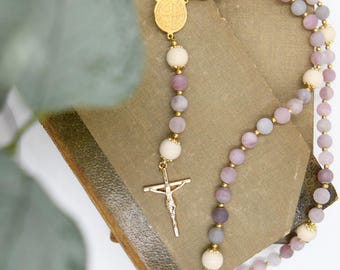 Rosary - Rose Quartz (Matte) with Gold Finishes