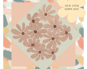 Muted Florals  - Neoprene Table Cover - Hand Illustrated Mahjong Mat