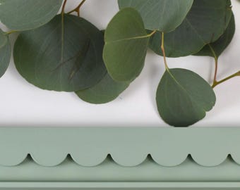 Estante de Mahjong de madera pintada con vieira verde eucalipto con empujador magnético (¡4 por juego!)