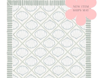 Painted Shells Mat - Neoprene Table Covering, Mahjong Mat