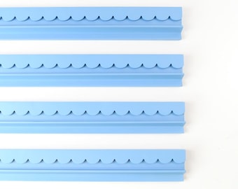 Preppy Blue Scallop Painted Wood Mahjong Rack with Magnetic pusher, (4 per set!)