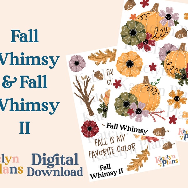 Fall Whimsy I & II Printable Planner Stickers (Digital Download)