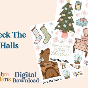 Pegatinas del planificador imprimible Deck The Halls (descarga digital)
