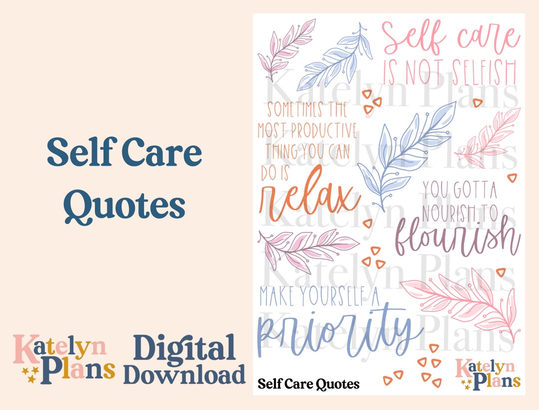 Self Care Quotes Printable Planner Stickers digital Download - Etsy