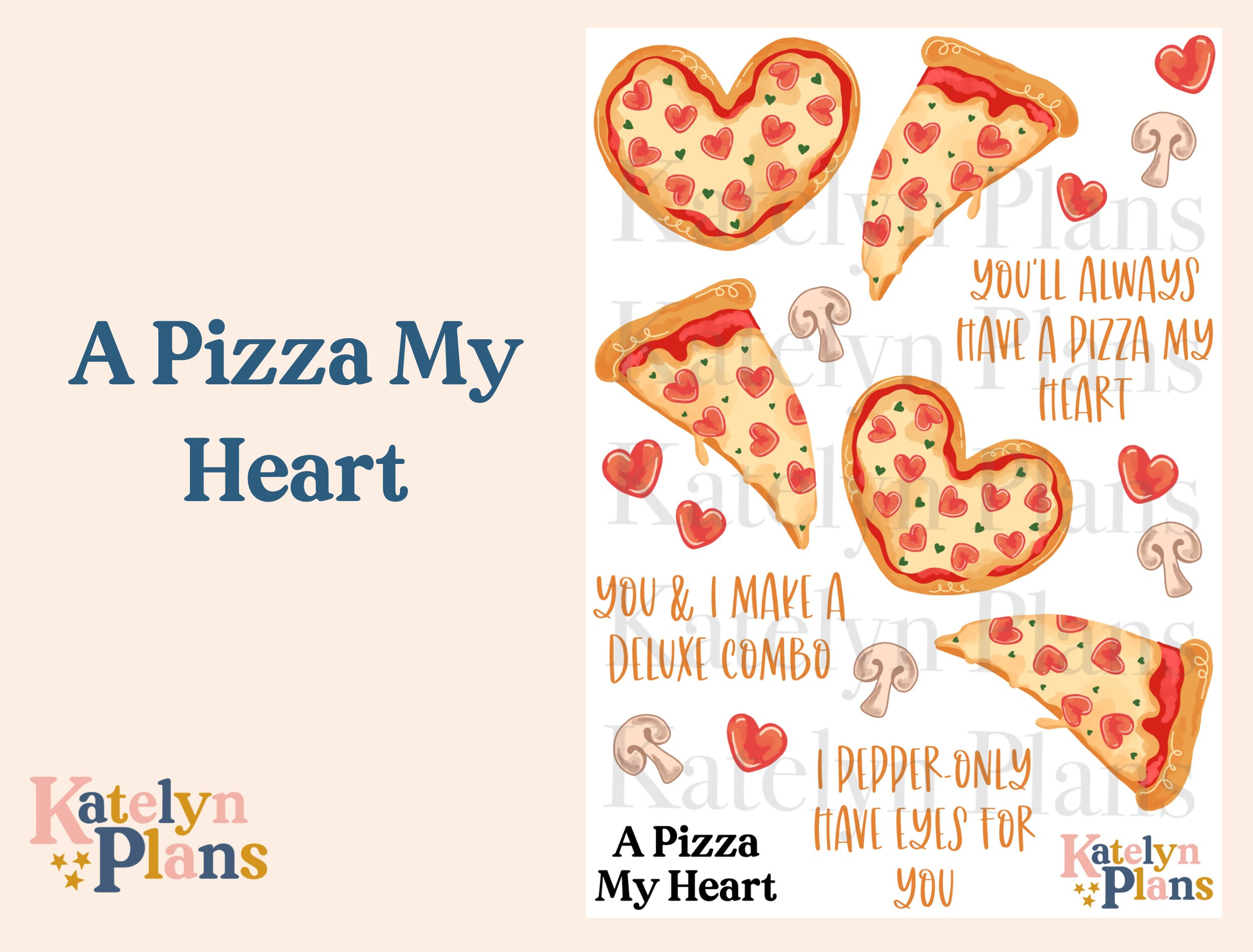 A Pizza My Heart Planner Stickers (Physical Stickers) 4.75 x 6.5 Inches