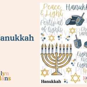 Stickers Hanukkah Planner (autocollants physiques) 4,75 x 6,5 pouces