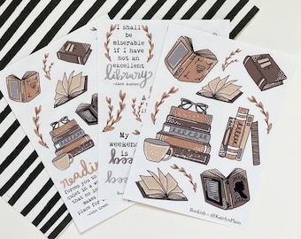 Bookish Planner Stickers (Physical Stickers) 4.75 x 6.5 Inches