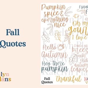 Fall Quotes Planner Stickers (Physical Stickers) 4.75 x 6.5 Inches