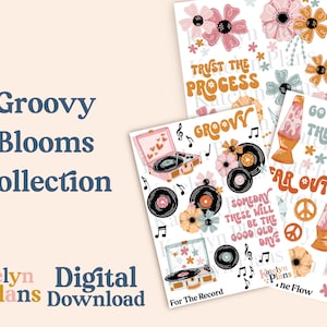Groovy Blooms Collection Planner Stickers (Digitaler Download) — Für den Satz, Groovy Blooms, & Go With The Flow