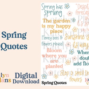 Spring Quotes Printable Planner Stickers (Digital Download)