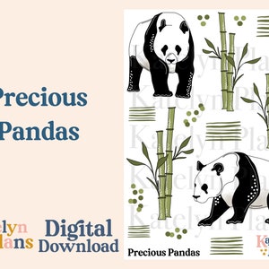 Adesivos de planejador de download digital Precious Pandas