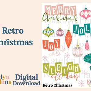 Pegatinas de planificador imprimibles de Navidad retro (descarga digital)