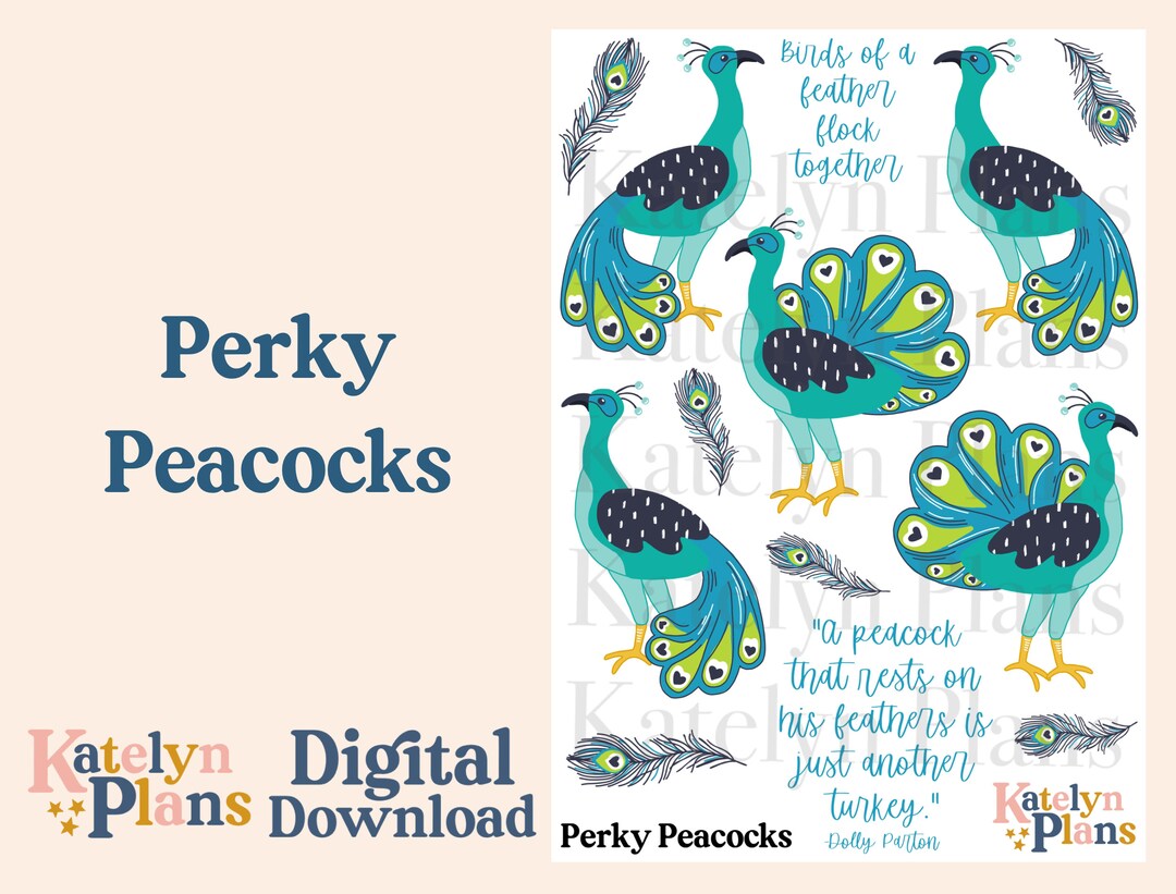 Perky Peacocks Printable Planner Stickers (digital Download) - Etsy
